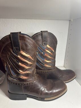 Cody James Leather Ripped Flag Western Boots
